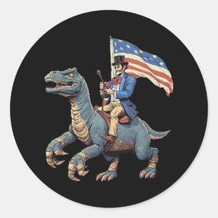 Adesivo Engraçado Tee Abe Lincoln Dirigindo Um Dinossauro