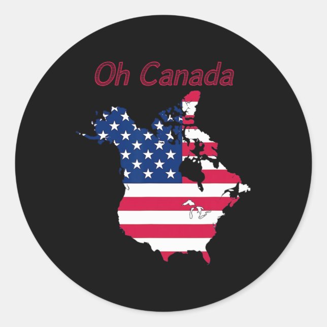 Adesivo Engraçado Tee Oh Canada Engraçado Mapa Dos Eua (Frente)