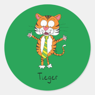 Adesivo Engraçado Tiger em um Tie Cartoon Kids