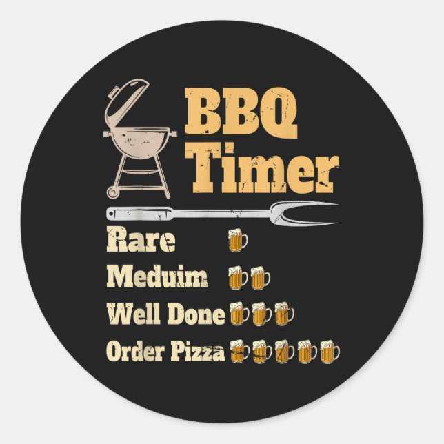 Adesivo Engraçado Timer Timer de Churrasco (Frente)