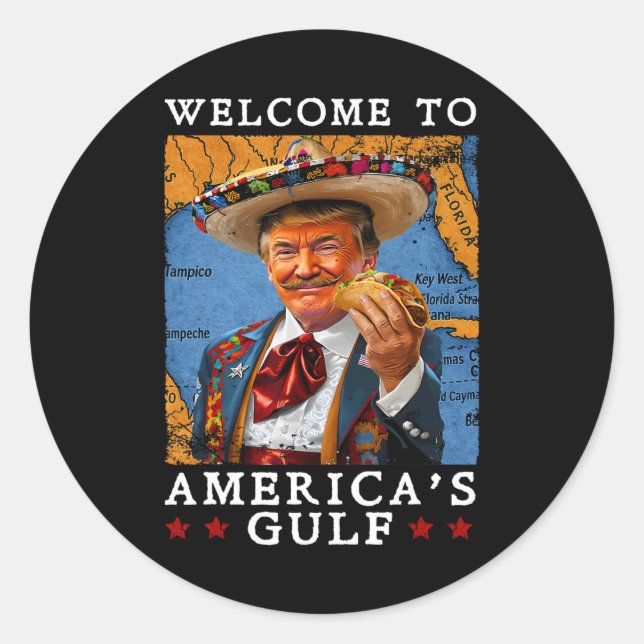 Adesivo Engraçado Trump 2025 México Taco Bem-vindo à Améri (Frente)