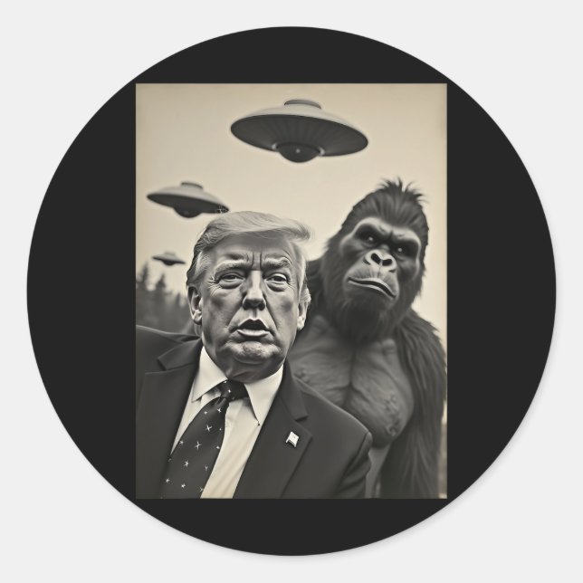 Adesivo Engraçado Trump Bigfoot Selfie Com Alienígena Estr (Frente)