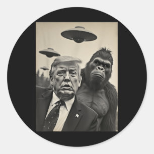 Adesivo Engraçado Trump Bigfoot Selfie Com Alienígena Estr