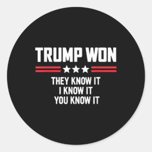 Adesivo Engraçado Trump Ganhou Eles Sabem Que Eu Sei