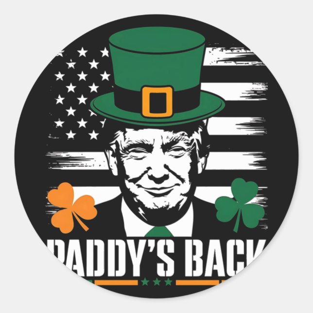 Adesivo Engraçado Trump Paddy's Back (Frente)