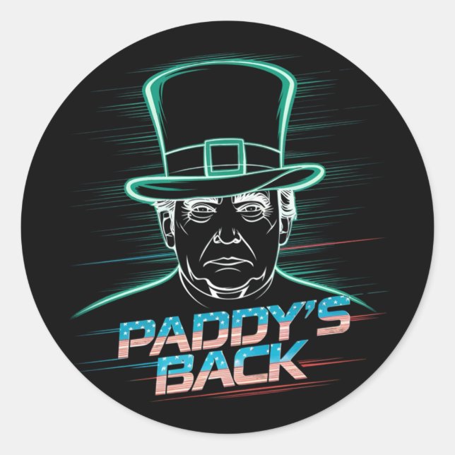 Adesivo Engraçado Trump Paddy's Back (Frente)
