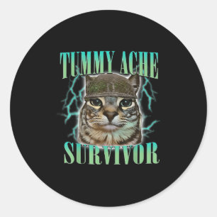 Adesivo Engraçado Tummy Ache Sobrevivente Cat Meme Dizendo