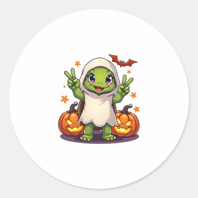 Adesivo Engraçado Turtle Fantasma Pumpkin Boo Halloween Cr (Frente)