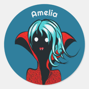 Adesivo Engraçado Vampiro Menina Gótico Bonito Nome de Art