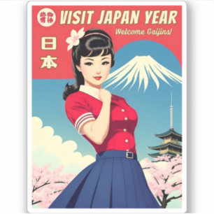 Adesivo Engraçado Viagens vintage do Japão Humor turístico