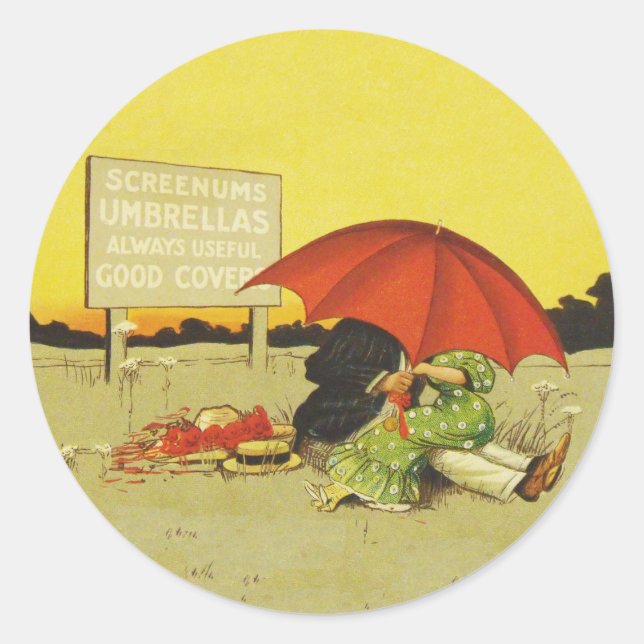 Adesivo Engraçado vintage, guarda-chuva de praia, querida (Frente)