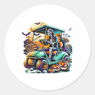 Adesivo Engraçado Vintage Halloween Skeleton Golf Golfer