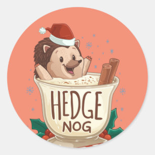 Adesivo Engraçado Xmas Hedge Nog Hedgehog Eggnog Natal