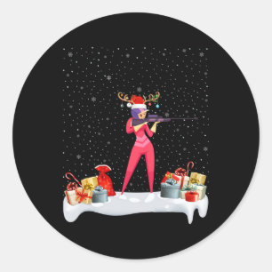 Adesivo Engraçado Xmas Lighting Reindeer Santa Hat Biathlo