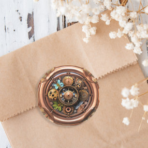 Adesivo Engrenagens e Flores Steampunk Cobre e Metal Doura