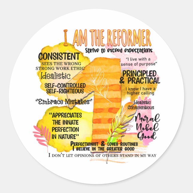 Adesivo Enneagram Tipo 1 - Sou O Reformador (Frente)