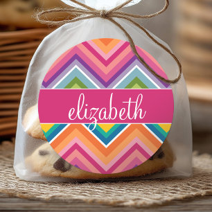 Adesivo Enorme Padrão de Chevron Colorido com Nome