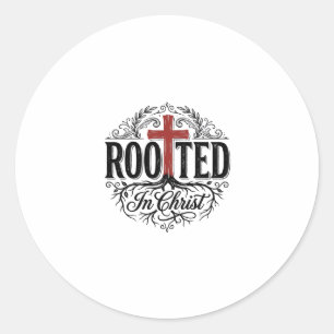 Adesivo Enraizado em Cristo Design de Cruz Cristã Vintage_