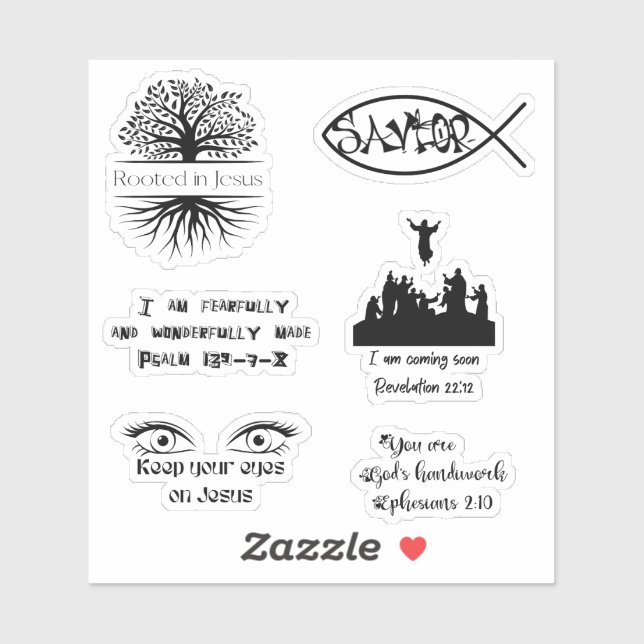 Adesivo Enraizado no pacote de autocolantes preto de Jesus (Folha)