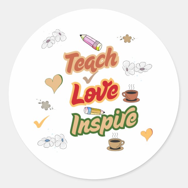 Adesivo Ensinar Amor Inspire Retro Teacher Cotação (Frente)