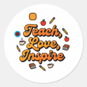 Adesivo Ensinar Amor Inspire Retro Teacher Cotação