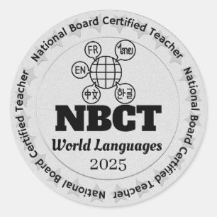 Adesivo Ensino certificado NBCT para idiomas mundiais pers