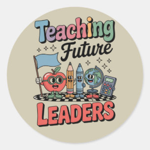 Adesivo Ensino Retro Líderes Futuros Professor Groovy