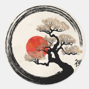 Adesivo Enso Circle e Bonsai Tree na Canvas
