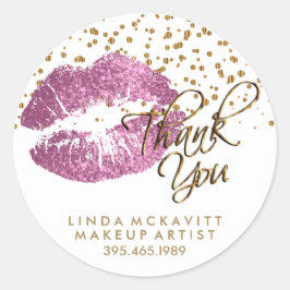 Adesivo Então, Lábio Luminoso Rosa em Branco - Obrigado