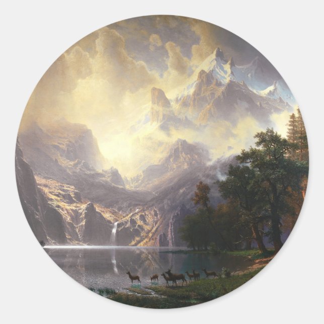 Adesivo Entre Sierra Nevada, Califórnia, Bierstadt Art (Frente)