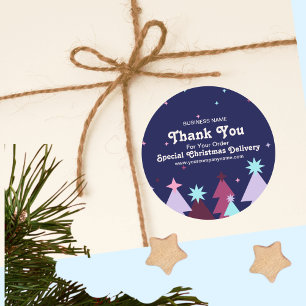 Adesivo Entrega de Natal Obrigado Azul Rosa Moderno