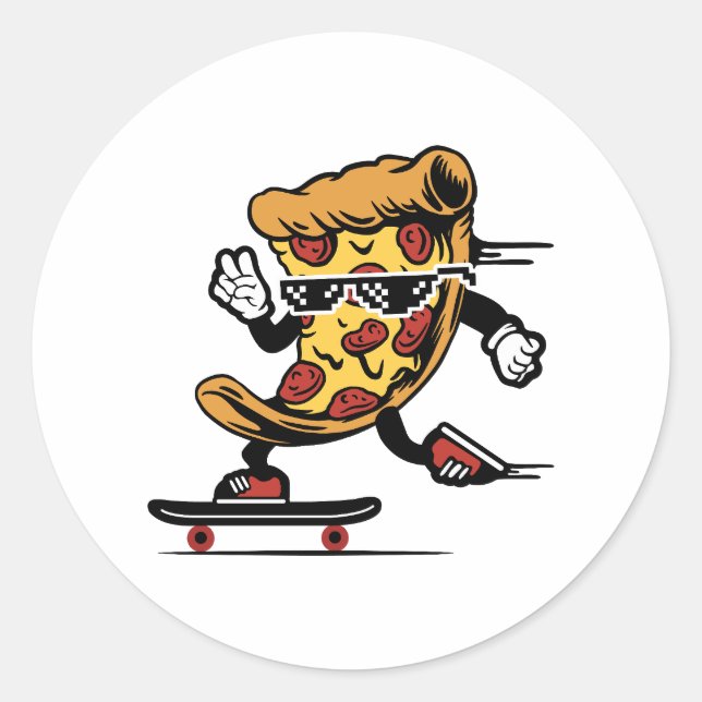 Adesivo Entrega de pizza, Skateboard de pizza engraçado (Frente)
