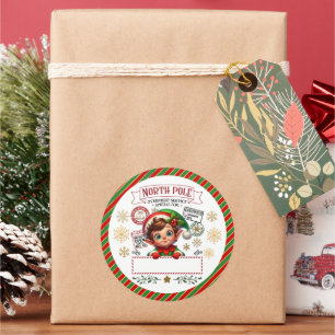 Adesivo Entrega do Polo Norte Duende de Natal Presente par