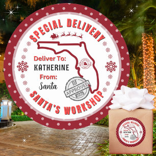 Adesivo Entrega Especial de Papais noeis para Criança na F