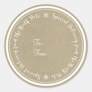 Adesivo Entrega especial do Natal rústico do Pólo Norte