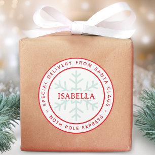Adesivo Entrega Especial do Papai Noel Polo Norte Nome da 