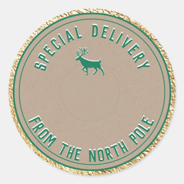 Adesivo Entrega Especial Do Polo Norte Da Cl Dourada (Frente)