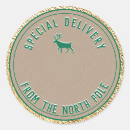 Adesivo Entrega Especial Do Polo Norte Da Cl Dourada
