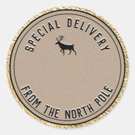 Adesivo Entrega Especial Do Polo Norte Da Cl Dourada