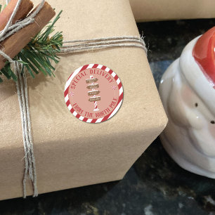 Adesivo Entrega especial do Polo Norte vermelho e branco