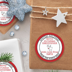 Adesivo Entrega especial dos Papais noeis personalizados d