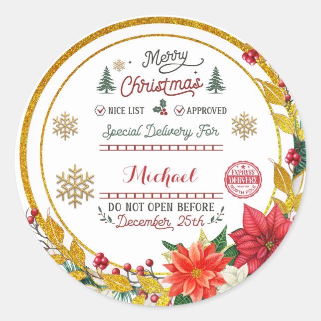 Adesivo Entrega Especial Personalizada do Papai Noel do Po (Frente)