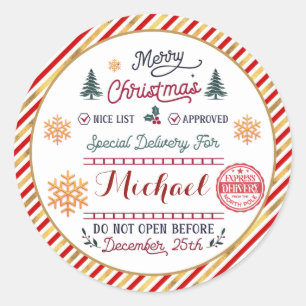 Adesivo Entrega Especial Personalizada do Papai Noel do Po