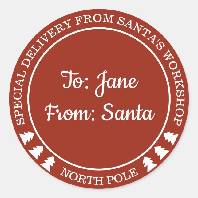 Adesivo Entrega especial personalizada do Papai noel Stick (Frente)