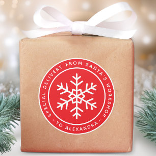 Adesivo Entrega Especial Vermelha do Papai Noel para Floco