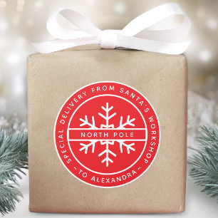 Adesivo Entrega Especial Vermelha do Papai Noel para Nome
