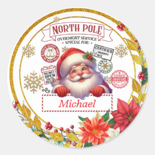 Adesivo Entrega Personalizada do Papai Noel no Polo Norte