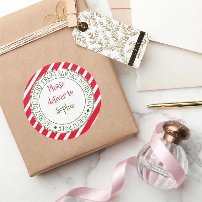 Adesivo Entrega secreta de Papais noeis stripe presente de (Presentear)