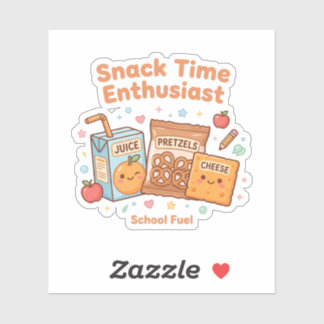 Adesivo Entusiasta do Tempo de Lanche Kawaii Comida Escola