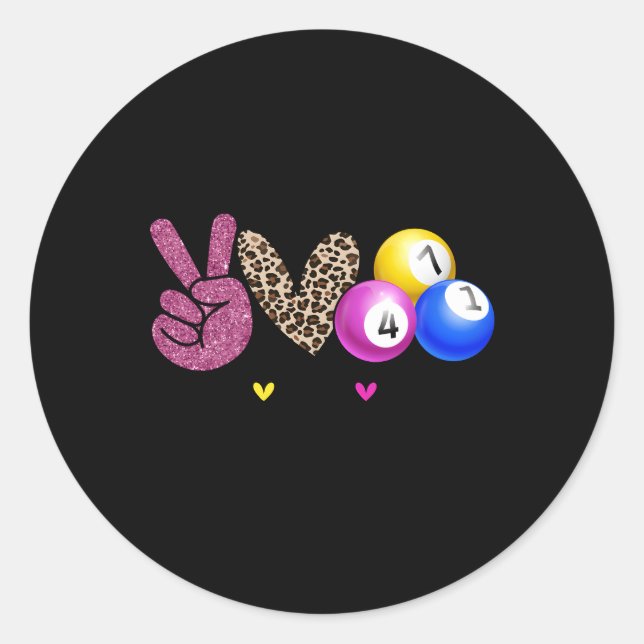 Adesivo Entusiastas do Bingo Player do Peace Love (Frente)